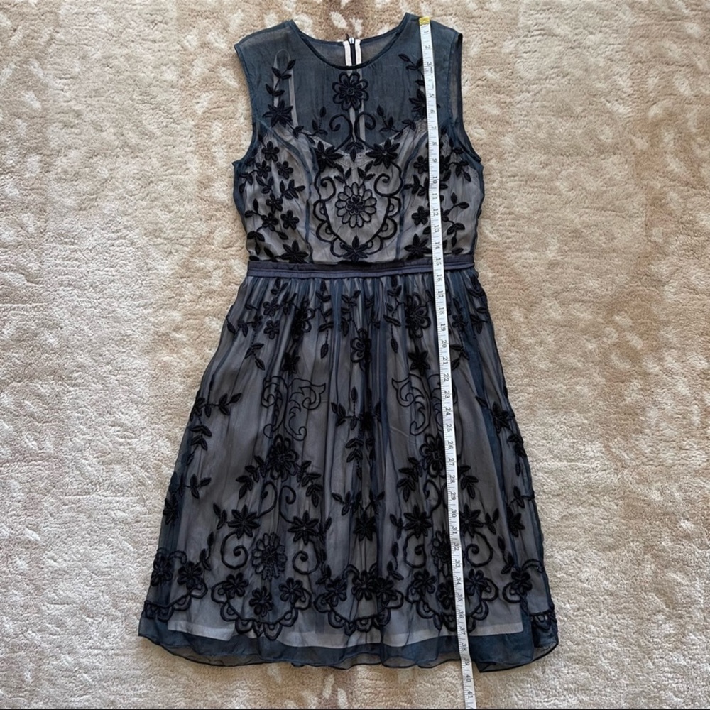 Needle & Thread Floral-Embroidered Sheer Organza Dress in Black Size 6 - Picture 5 of 9